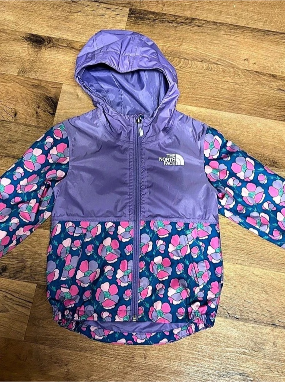 The North Face Girls' TNF Cyclone Wind Jacket Floral Purple & Pink Baby 3T/3